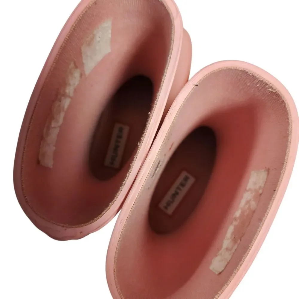 HUNTER Boots KIDS Girls Size UK 8 US 10 Pink Rain Rubber Pull On Waterproof